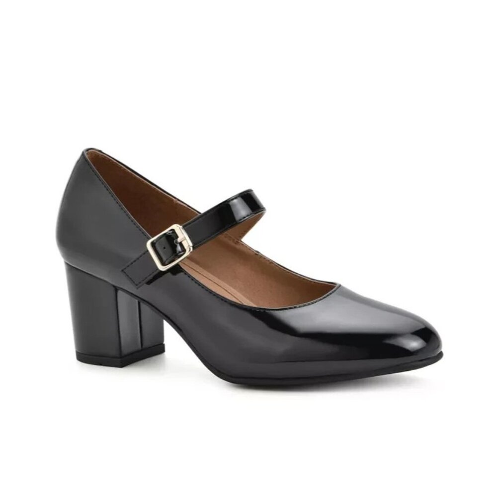 White Mountain Frenzies Patent Faux Leather Maryjane’s Black Womens Size 9 NEW